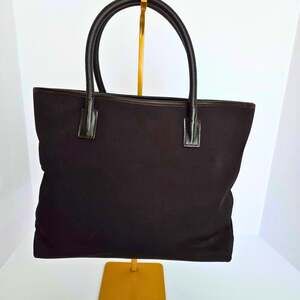 Gucci Vintage Brown Nylon Canvas and Leather Medium Tote Bag